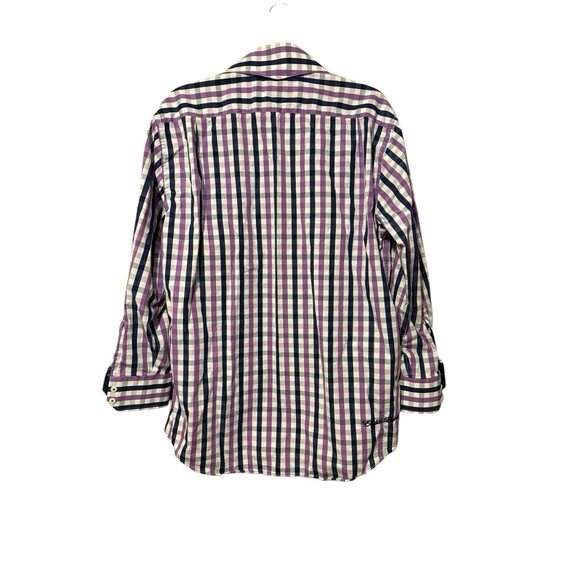 English Laundry Check Plaid Shirt Size 16.5-32/33 Cotton Purple Blue White - Picture 2 of 7